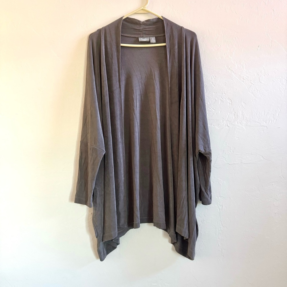 Chicos Travelers Open Front Slinky Knit Long Cardigan Sz US XL Dolman Lagenlook